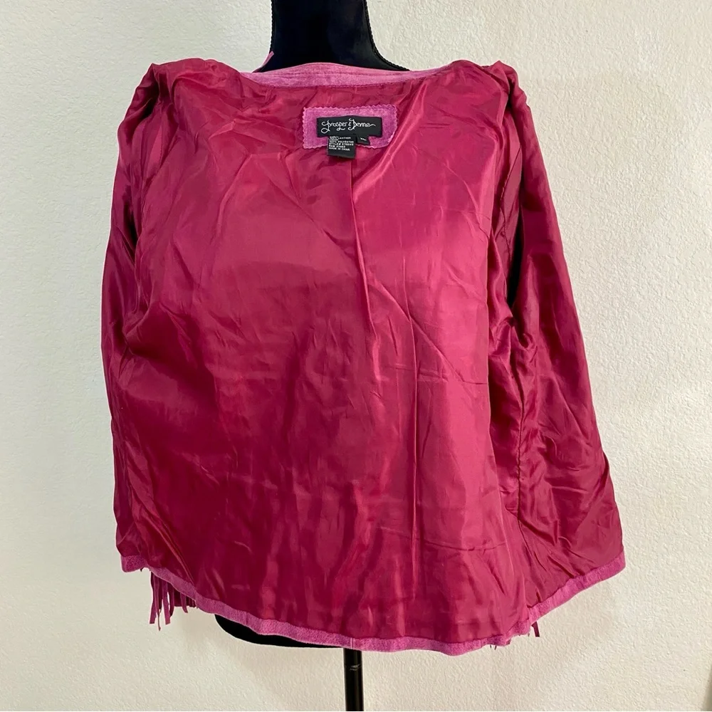 Prosper & Devine Purple Suede Leather Fringe Jacket Tiered Western XL - Picture 5 of 7